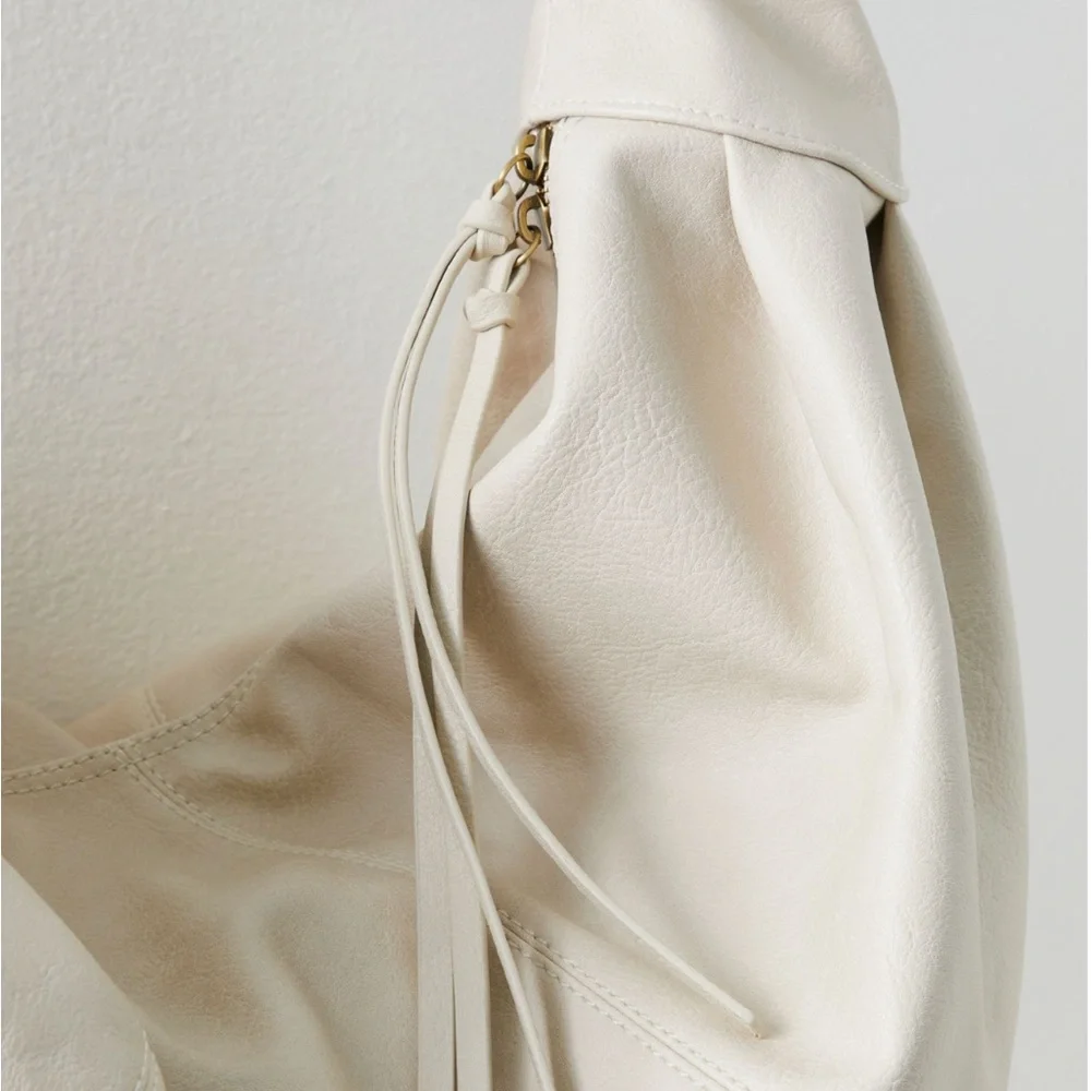 Free People Neutral Cream Slouch Hobo Bag